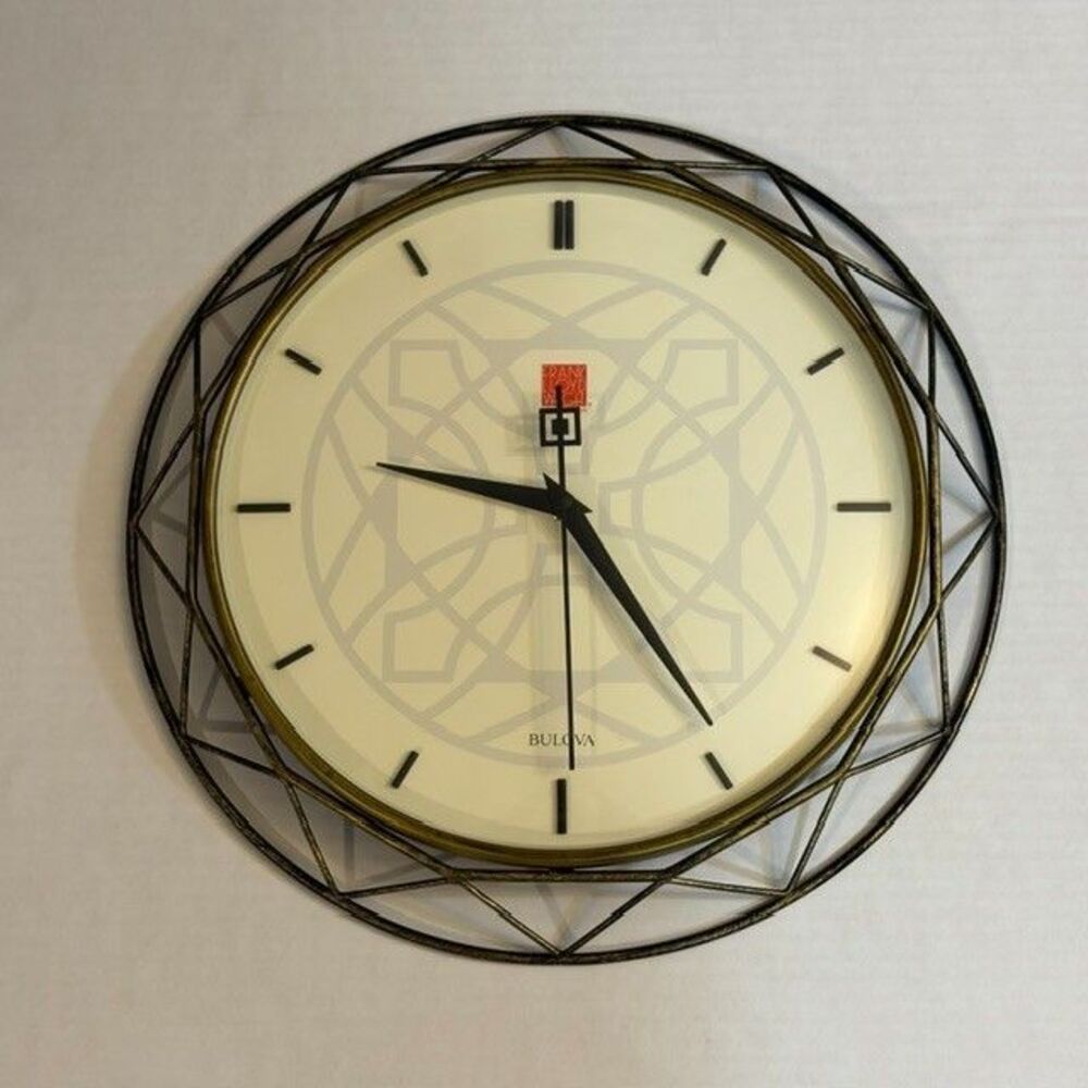 Bulova C4834 Luxfer Prism Frank Lloyd Wright 14" Wall Clock